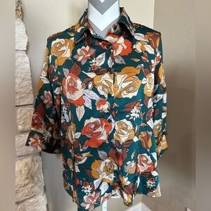JODIFL Floral Button Up Blouse, EUC!
